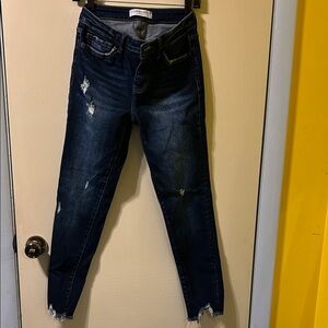 Lovervet Dark Blue Distressed Ankle Jeans